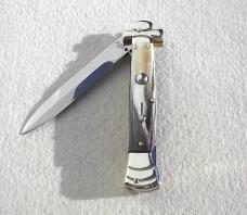 NEW A.G.A. CAMPOLIN 9" MALTESE BRAZILIAN HORN MODIFIED BAYONET BLADE NICKEL SILVER BOLSTERS- W/POUCH