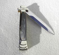 NEW A.G.A. CAMPOLIN 9" MALTESE BRAZILIAN HORN MODIFIED BAYONET BLADE NICKEL SILVER BOLSTERS- W/POUCH