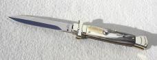 NEW A.G.A. CAMPOLIN 9" MALTESE BRAZILIAN HORN MODIFIED BAYONET BLADE NICKEL SILVER BOLSTERS- W/POUCH
