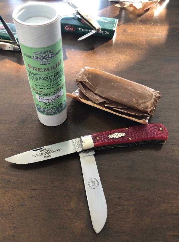 2007 - Great Eastern Cutlery (GEC) Northfield - Red Barnboard Bone #23 Pioneer Trapper Knife
