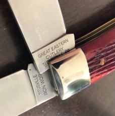 2007 - Great Eastern Cutlery (GEC) Northfield - Red Barnboard Bone #23 Pioneer Trapper Knife