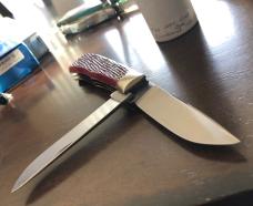2007 - Great Eastern Cutlery (GEC) Northfield - Red Barnboard Bone #23 Pioneer Trapper Knife