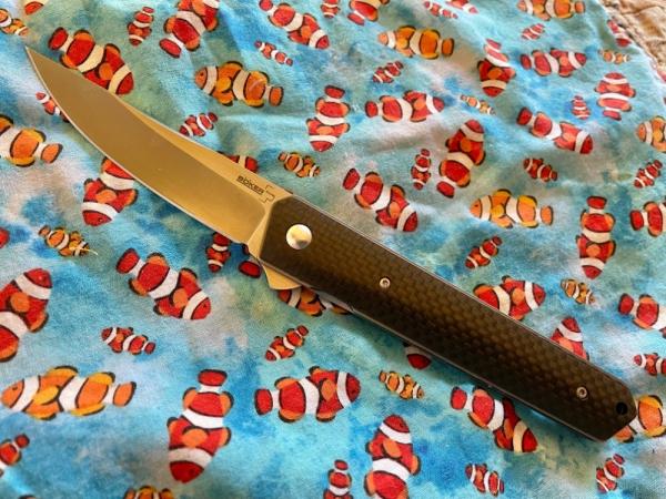 Boker Plus Kwaiken Flipper, 3.5" VG-10 Blade, Carbon Fiber Handles