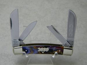 Bulldog Brand Germany Purple Swirl "Anno Domini 2000" Etch 4 Blade Congress Knife c.2000
