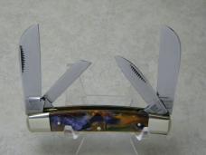 Bulldog Brand Germany Purple Swirl "Anno Domini 2000" Etch 4 Blade Congress Knife c.2000