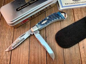 Case Tony Bose Designed Small Saddlehorn Mediterranean Blue Pocket Worn Rogers Jigged Bone 2005 CCC