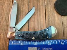 Case Tony Bose Designed Small Saddlehorn Mediterranean Blue Pocket Worn Rogers Jigged Bone 2005 CCC Case Tony Bose Designed Small Saddlehorn Mediterranean Blue Pocket Worn Rogers Jigged Bone 2005 CCC