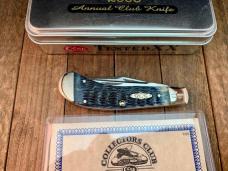Case Tony Bose Designed Small Saddlehorn Mediterranean Blue Pocket Worn Rogers Jigged Bone 2005 CCC Case Tony Bose Designed Small Saddlehorn Mediterranean Blue Pocket Worn Rogers Jigged Bone 2005 CCC