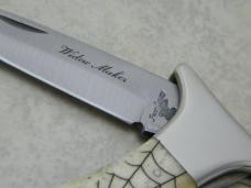 Frost Cutlery Surgical Steel Japan Scrimshawed Bone Black Widow Maker Lockback Knife