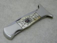 Frost Cutlery Surgical Steel Japan Scrimshawed Bone Black Widow Maker Lockback Knife