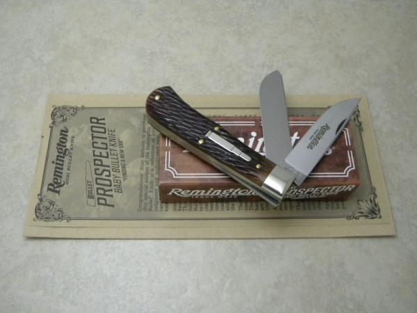 Remington USA by Great Eastern Cutlery Jigged Bone R7352 Prospector Baby Bullet Knife in Box c.2021