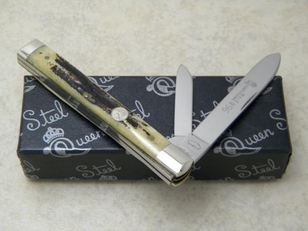 Queen Cut. Co. Titusville PA #96 Carved Stag Bone Doctor's Knife in Box