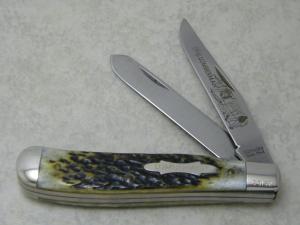 Schrade + USA TM-4 Green Bone "Lumberman" Trapper Knife 