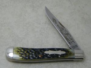 Schrade + USA TM-2 Green Bone "The Miner" Linerlock Slimline Trapper Farmers Jack Knife 