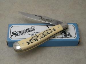Schrade + USA SC503 Bass Scrimshaw Linerlock Slimline Trapper Farmers Jack Knife in Box
