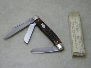 Schrade NY USA Jigged Delrin 881 Premium Stockman Knife in Tube c.1973-1986