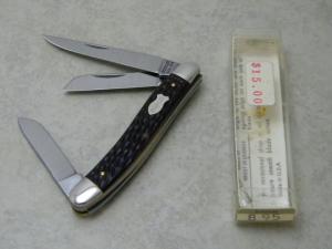 Schrade USA Jigged Delrin 895 Slim Premium Stockman Knife in Tube c.1970's