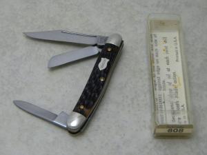 Schrade Walden NY USA Jigged Delrin 808 Serpentine Stockman Knife in Tube c.1970's