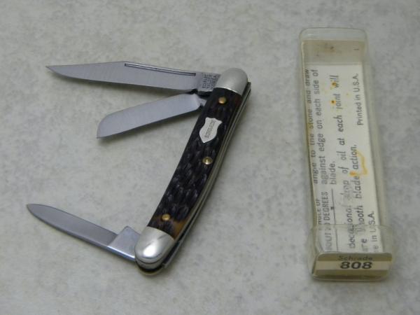 Schrade Walden NY USA Jigged Delrin 808 Serpentine Stockman Knife in Tube c.1970's Schrade Walden NY USA Jigged Delrin 808 Serpentine Stockman Knife in Tube c.1970's