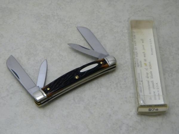 Schrade Walden NY USA Jigged Delrin 974 Congress Knife in Tube c.1970's Schrade Walden NY USA Jigged Delrin 974 Congress Knife in Tube c.1970's
