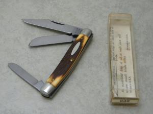 Schrade NY USA Delrin 832 Serpentine Stockman Knife in Tube c.1970's
