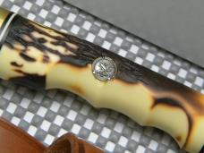 Uncle Henry Schrade + USA 153UH Staglon Friends of NRA Golden Spike Fixed Blade Sheath Knife in Box Uncle Henry Schrade + USA 153UH Staglon Friends of NRA Golden Spike Fixed Blade Sheath Knife in Box