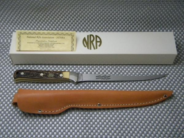 Uncle Henry Schrade + USA 167UH Staglon Friends of NRA Steelhead Fillet Knife and Sheath in Box Uncle Henry Schrade + USA 167UH Staglon Friends of NRA Steelhead Fillet Knife and Sheath in Box