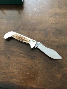 Genuine Stag - German Eye Manufactured Jim Bowie Lockback Knife - Solingen Germany - 4" Closed Genuine Stag - German Eye Manufactured Jim Bowie Lockback Knife - Solingen Germany - 4" Closed