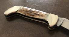 Genuine Stag - German Eye Manufactured Jim Bowie Lockback Knife - Solingen Germany - 4" Closed Genuine Stag - German Eye Manufactured Jim Bowie Lockback Knife - Solingen Germany - 4" Closed