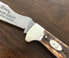 Genuine Stag - German Eye Manufactured Jim Bowie Lockback Knife - Solingen Germany - 4" Closed Genuine Stag - German Eye Manufactured Jim Bowie Lockback Knife - Solingen Germany - 4" Closed