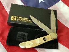 J A Henckels Copperhead Pocket Knife w/ Buffalo Horn Handles +Pouch, COA & Hard Box -NOS J A Henckels Copperhead Pocket Knife w/ Buffalo Horn Handles +Pouch, COA & Hard Box -NOS