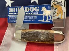 1995 Bulldog Brand HAND MADE Elephant Toe w/ Leopard Blade Etch +Bone Handles -NOS
