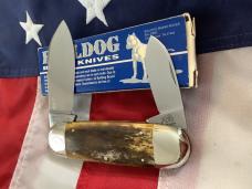 1995 Bulldog Brand HAND MADE Elephant Toe w/ Leopard Blade Etch +Bone Handles -NOS