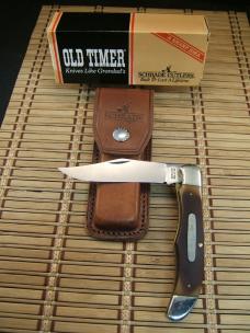 SCHRADE OLD TIMER 125OT MUSTANG VINTAGE USA MADE HIGH CARBON STEEL KNIFE AND ORIGINAL LEATHER SHEATH