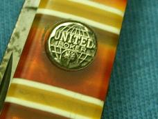 VINTAGE UNITED BOKER CANDY STRIPE HANDI RAZOR UC 122CS FANCY FOLDING POCKET KNIFE KNIVES OLD