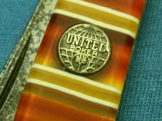 VINTAGE UNITED BOKER CANDY STRIPE HANDI RAZOR UC 122CS FANCY FOLDING POCKET KNIFE KNIVES OLD