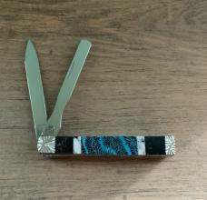 Case Baby Doctor Pill Buster One of a Kind Black Onyx, White Buffalo Turquoise and Fossil