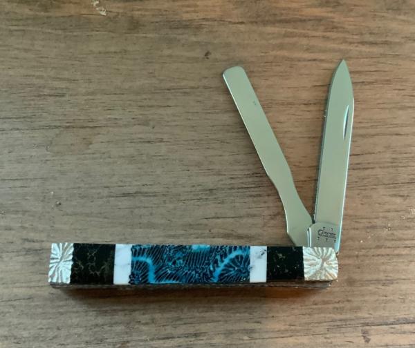 Case Baby Doctor Pill Buster One of a Kind Black Onyx, White Buffalo Turquoise and Fossil