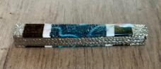 Case Baby Doctor Pill Buster One of a Kind Black Onyx, White Buffalo Turquoise and Fossil