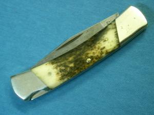 VINTAGE JACKSONVILLE ALABAMA PARKER EDWARDS STAG DAMASCUS LOCKBACK FOLDING POCKET KNIFE KNIVES OLD