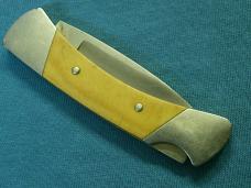 VINTAGE SCRIPT STAMP LADY BUCK 506 USA WHITE KNIGHT FOLDING POCKET KNIFE KNIVES OLD