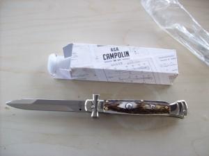 A. G. A. Campolin  Lever Maltese Cross Bayonet Large 9 Incher Lockback W/Genuine Stag/Antler NIB
