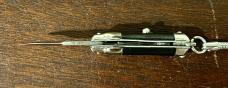 Miniature Switchblade Knife, Marked "STAINLESS STEEL" & "HONG KONG", Black Wrap, W/ Keychain, Unused Miniature Switchblade Knife, Marked "STAINLESS STEEL" & "HONG KONG", Black Wrap, W/ Keychain, Unused