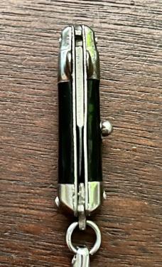 Miniature Switchblade Knife, Marked "STAINLESS STEEL" & "HONG KONG", Black Wrap, W/ Keychain, Unused Miniature Switchblade Knife, Marked "STAINLESS STEEL" & "HONG KONG", Black Wrap, W/ Keychain, Unused