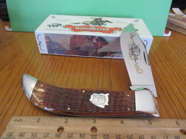 Winchester Buffalo Head Series Burnt Orange Bone Clasp Pattern # W18 19108 BH