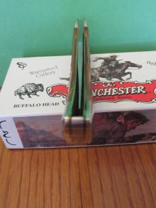Winchester Buffalo Head Series Burnt Orange Bone Clasp Pattern # W18 19108 BH