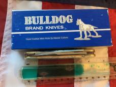 1998 Bulldog Brand HAND MADE / Hammer Forged Elephant Toe w/ Bluetick Coonhound Dog Blade Etch - NOS 1998 Bulldog Brand HAND MADE / Hammer Forged Elephant Toe w/ Bluetick Coonhound Dog Blade Etch - NOS