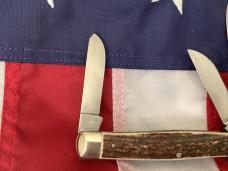 Vintage J A Henckels 3 Blade Stockman "Premium Stock" Knife - Great Stag Handles MDL 190 -NOS & M/NM Vintage J A Henckels 3 Blade Stockman "Premium Stock" Knife - Great Stag Handles MDL 190 -NOS & M/NM
