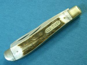 SCHRADE 94ST OLD TIMER ANTLER STAG GUNSTOCK TRAPPER FOLDING POCKET KNIFE KNIVES