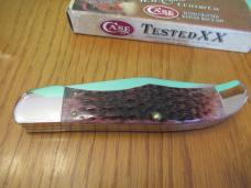 Case XX 2001 Cranberry Bone Silver Script Folding Hunter Pattern # 6265 SS